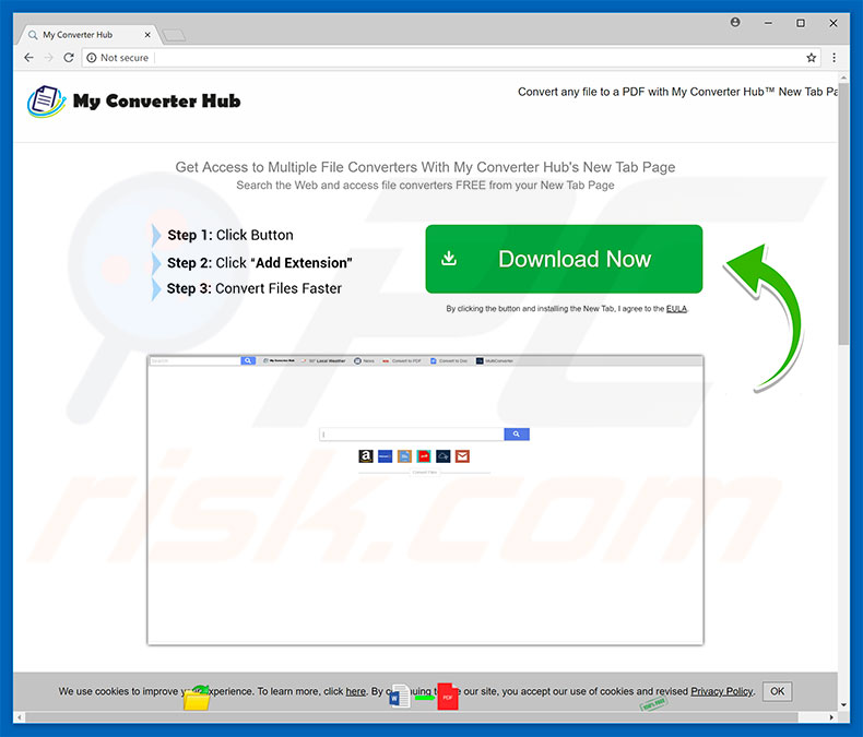Website used to promote My Converter Hub browser hijacker