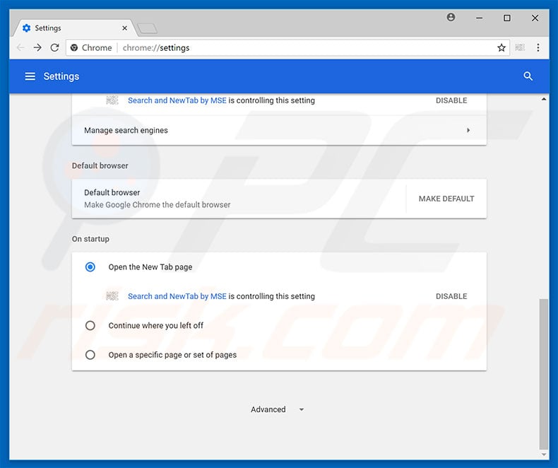 Removing search.mysearchexperience.com from Google Chrome homepage