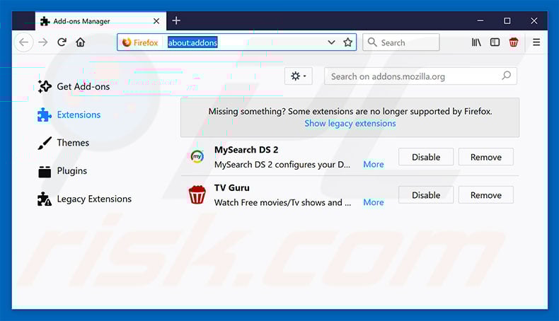 Removing search.mysearchexperience.com related Mozilla Firefox extensions