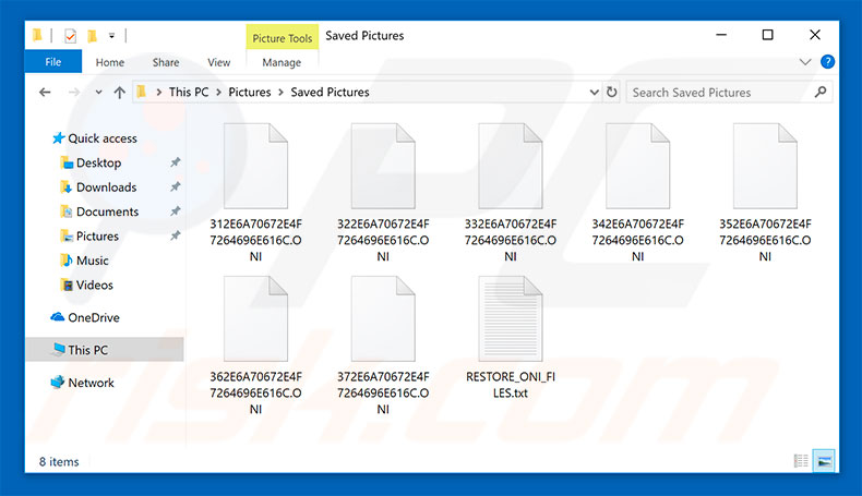 Files encrypted by ONI