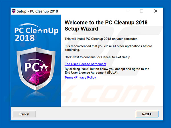 Official PC CleanUp 2018 installation setup