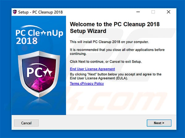 Official PC CleanUp 2018 installation setup