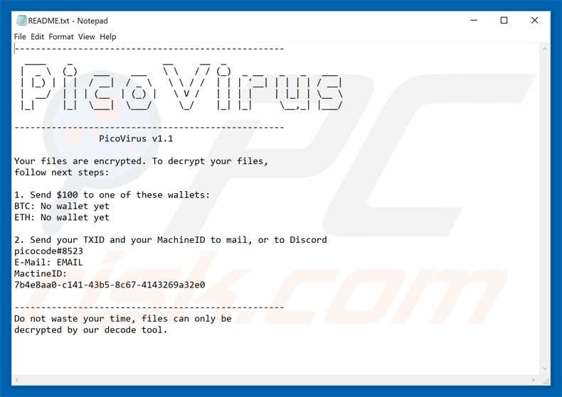 pico ransomware updated ransom note