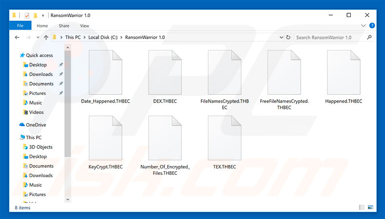 Files encrypted by RansomWarrior