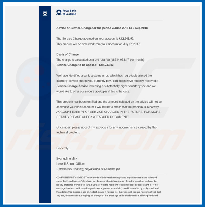 Royal Bank of Scotland Email Virus malware
