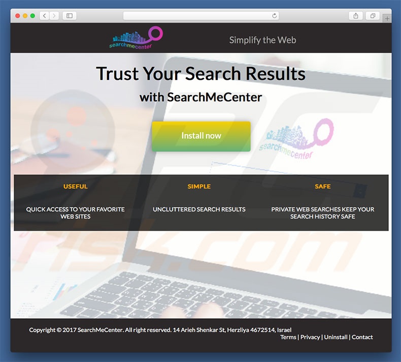 Dubious website used to promote search.searchmecenter.com