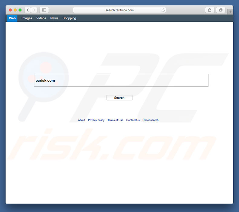 search.teritwoo.com browser hijacker on a Mac computer