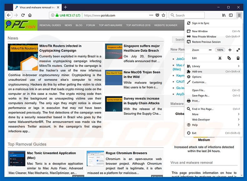 Removing special-news.online ads from Mozilla Firefox step 1