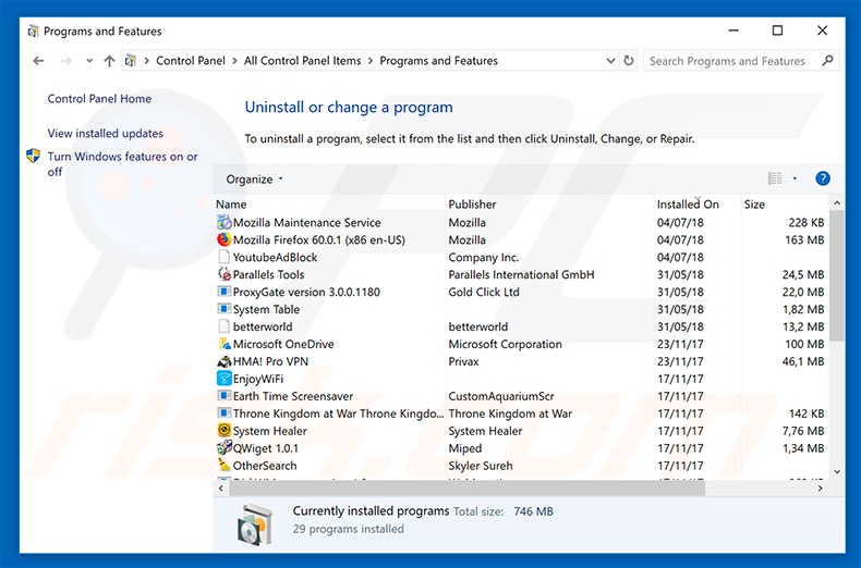 special-news.online adware uninstall via Control Panel