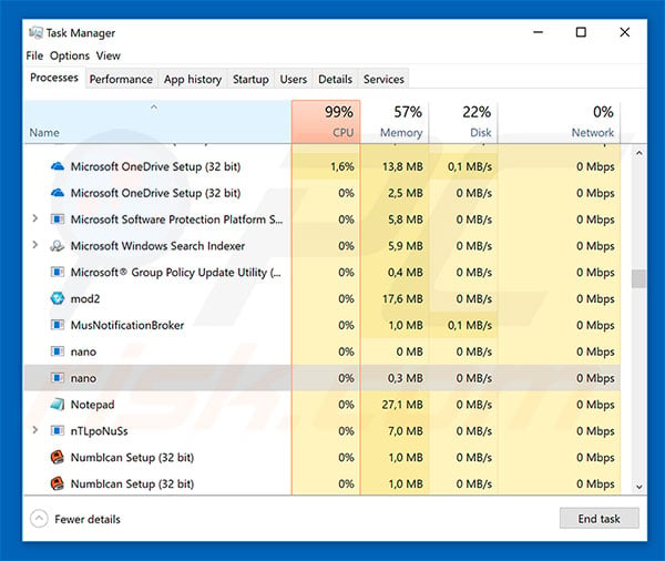 SystemNanoPacks adware in Task Manager