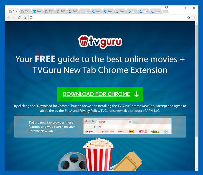 Website used to promote TV Guru browser hijacker