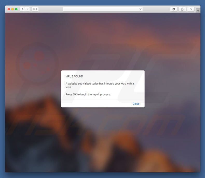 Website You Visited Infected Your Mac With A Virus scam