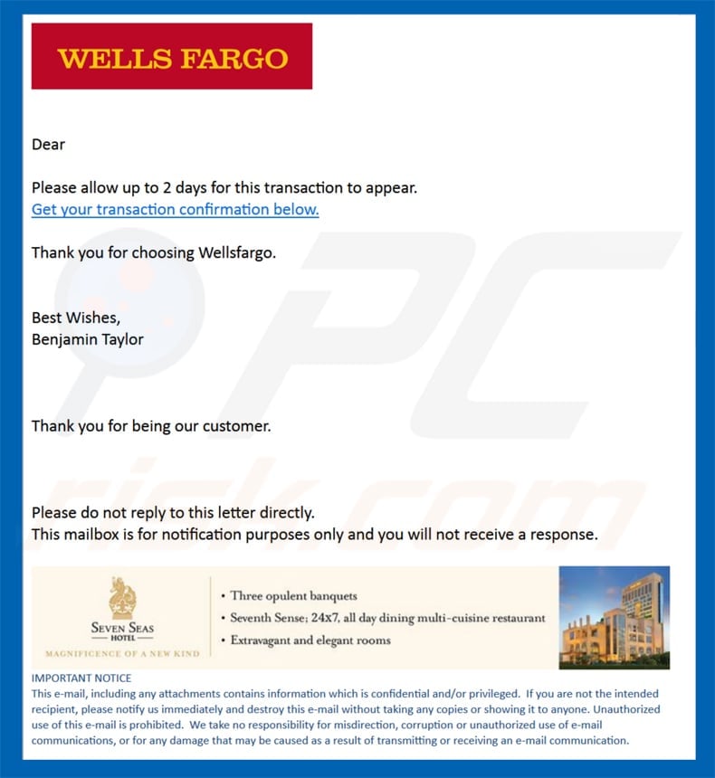 wells fargo spam email sample 2