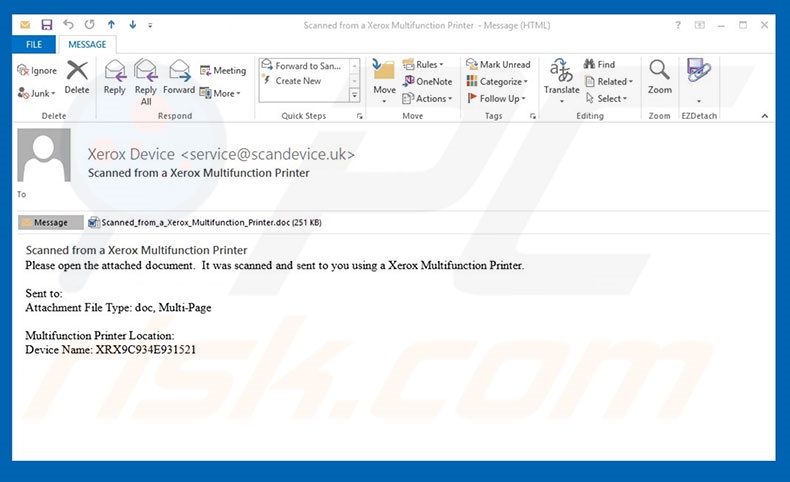 Xerox Printer Email Virus malware