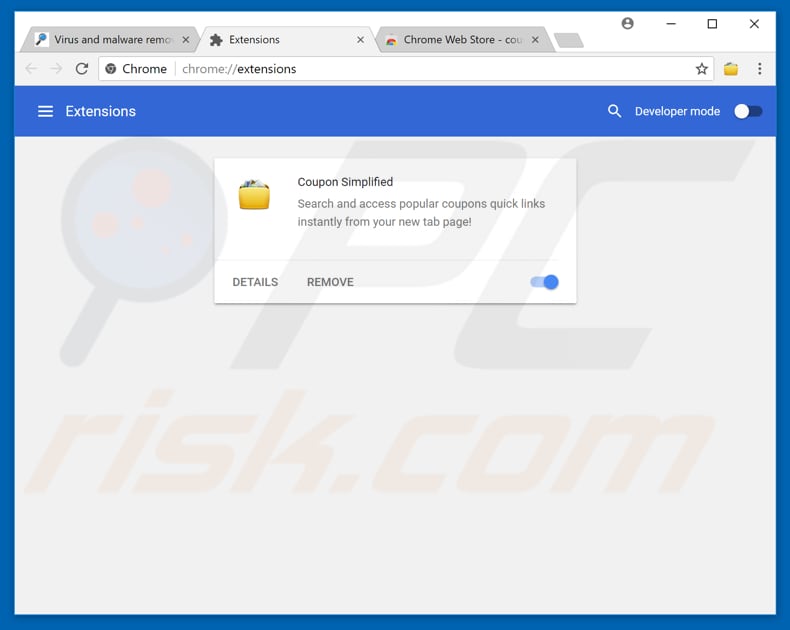 Removing PQwick ads from Google Chrome step 2