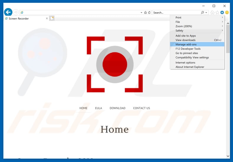 Removing ScreenRecorder ads from Internet Explorer step 1