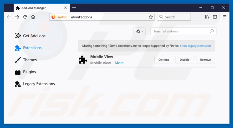 Removing TextToTalk ads from Mozilla Firefox step 2