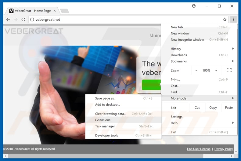Removing VeberGreat  ads from Google Chrome step 1