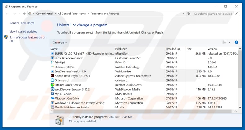 adfries.net adware uninstall via Control Panel