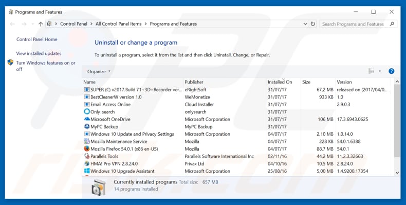 adsplex.com adware uninstall via Control Panel