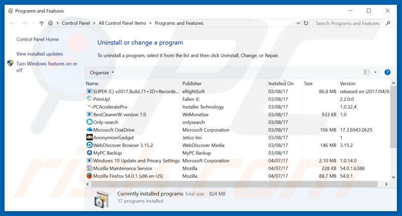 cpm10.com adware uninstall via Control Panel