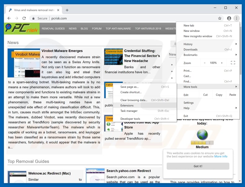 Removing cpokotex.com  ads from Google Chrome step 1