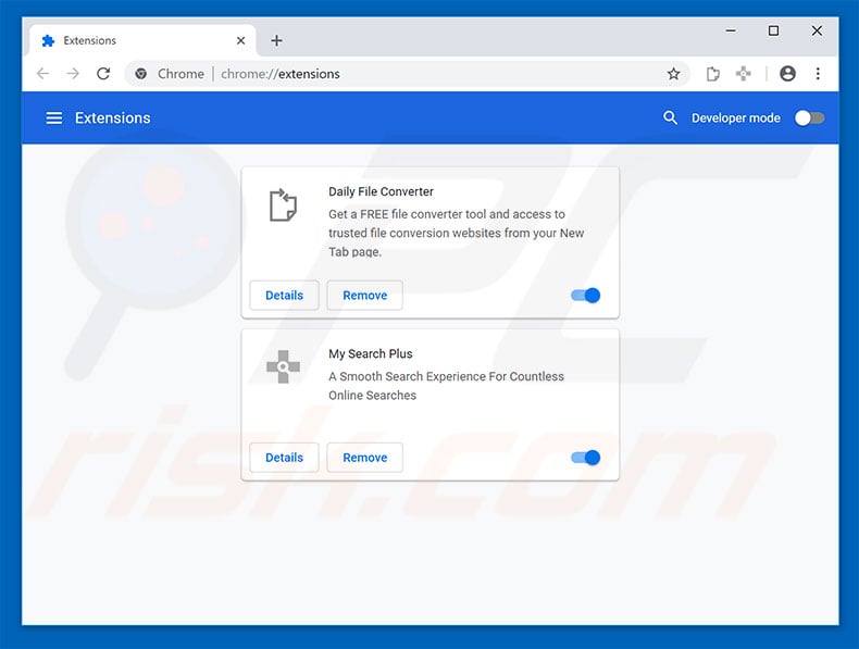Removing dailyfileconverter.co related Google Chrome extensions