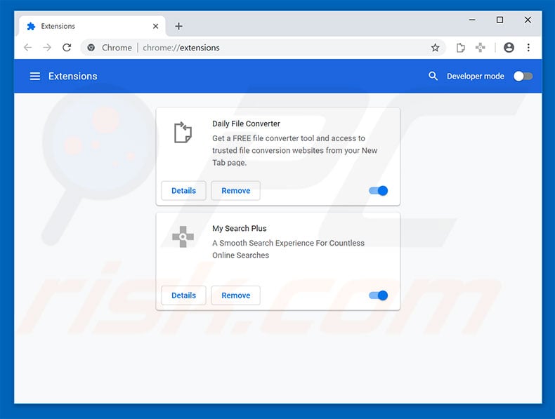 Removing dailyfileconverter.co related Google Chrome extensions