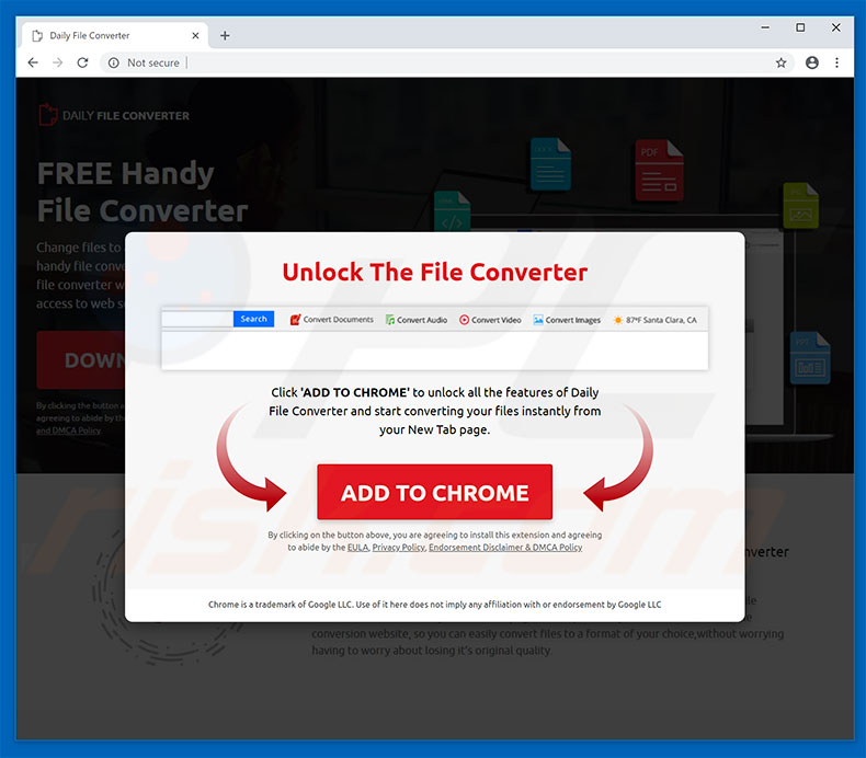 Website used to promote Daily File Converter browser hijacker