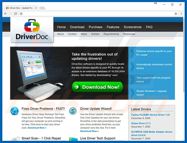 DriverDoc adware website