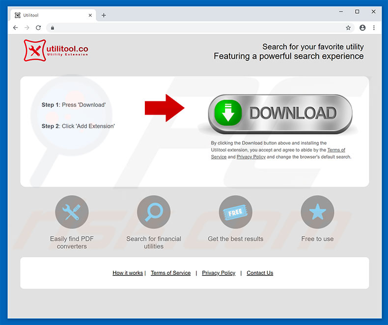 Website used to promote Utilitool browser hijacker