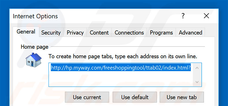 Removing hp.myway.com from Internet Explorer homepage