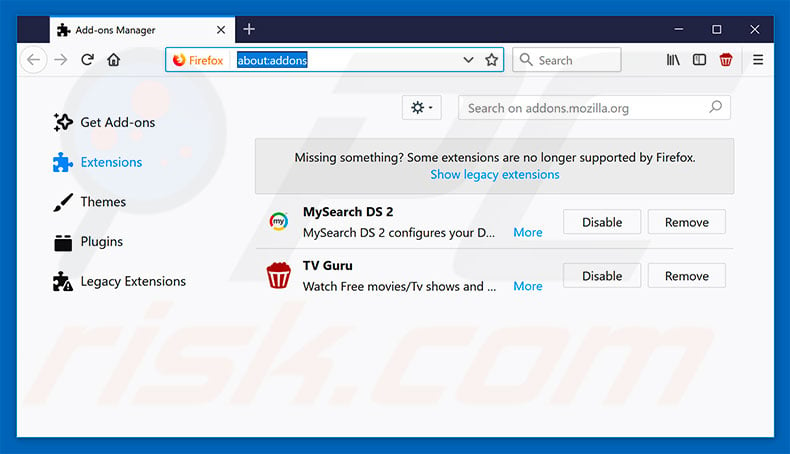 Removing safesearch.trustnav.com related Mozilla Firefox extensions