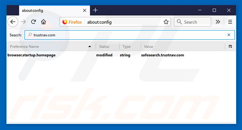 Removing safesearch.trustnav.com from Mozilla Firefox default search engine