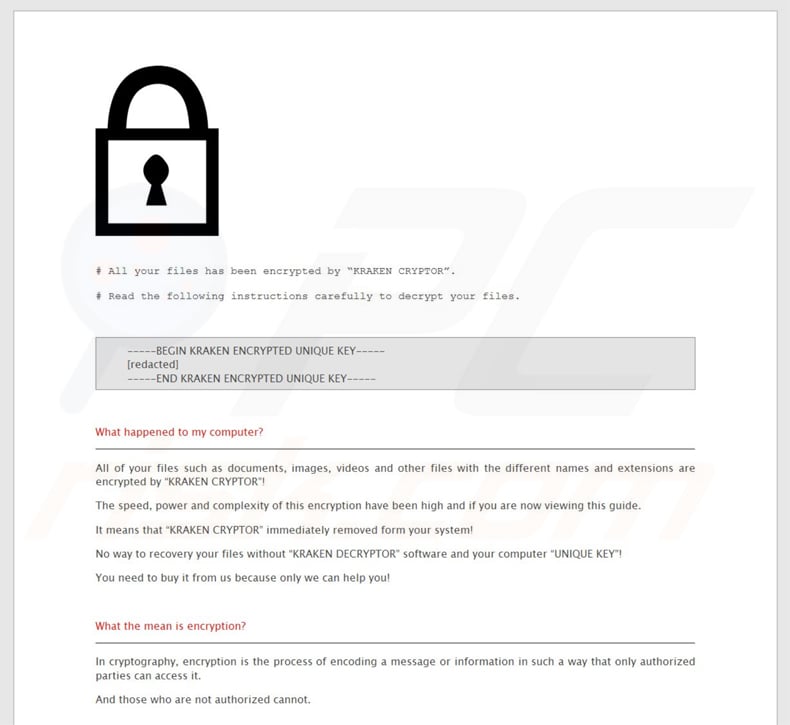kraken cryptor 1.5 updated ransom demanding note