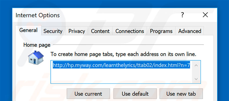 Removing hp.myway.com from Internet Explorer homepage