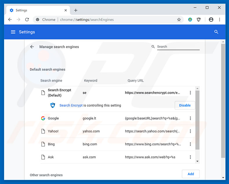 Removing search.lokaleswetternt.com from Google Chrome default search engine