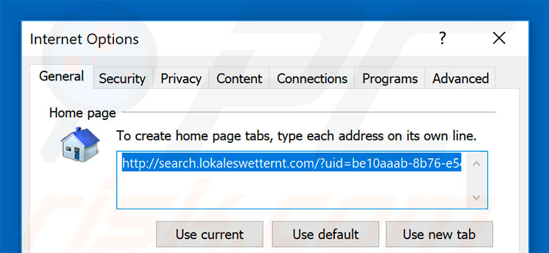 Removing search.lokaleswetternt.com from Internet Explorer homepage