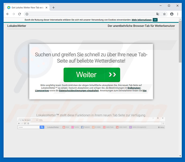 Website used to promote LokalesWetter browser hijacker