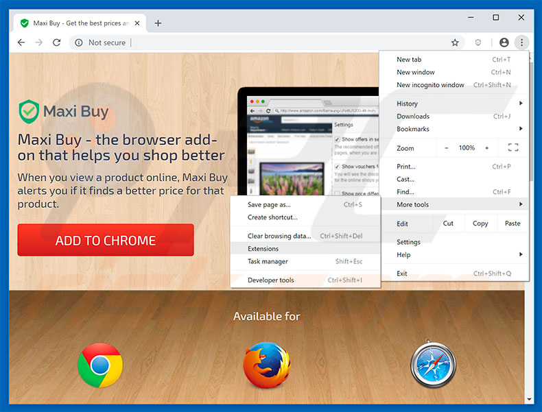 Removing maxibuy  ads from Google Chrome step 1