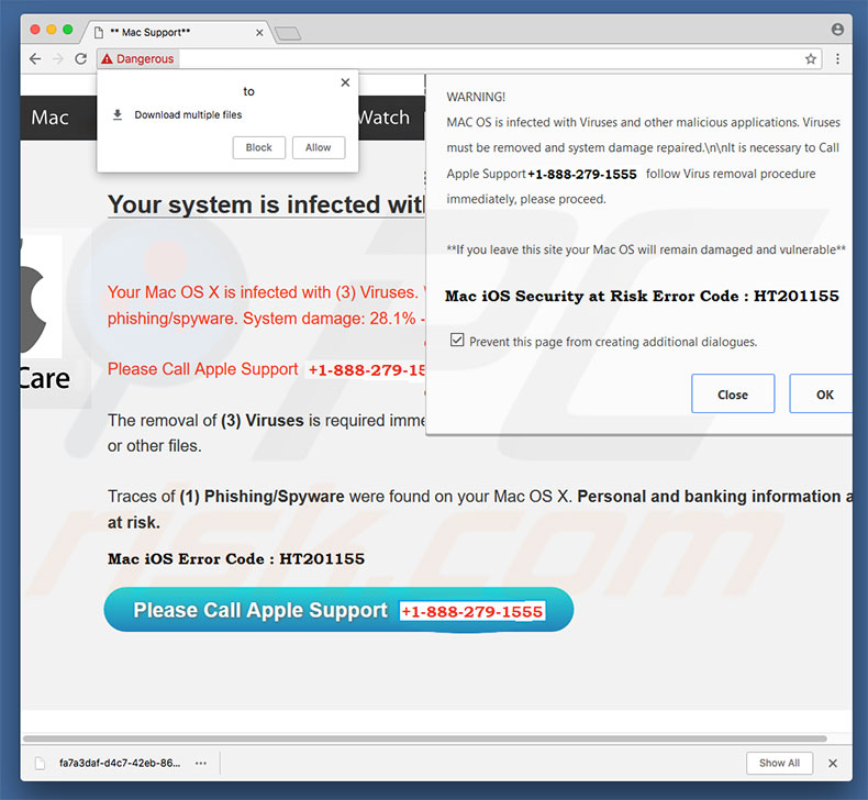 Mac iOS Security At Risk Error Code: HT201155 scam