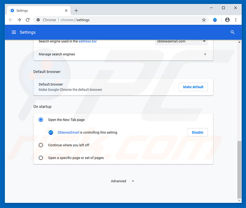 Removing search.moyapochtavkhodnt.com from Google Chrome homepage