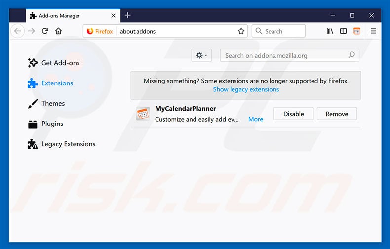 Removing hp.myway.com related Mozilla Firefox extensions