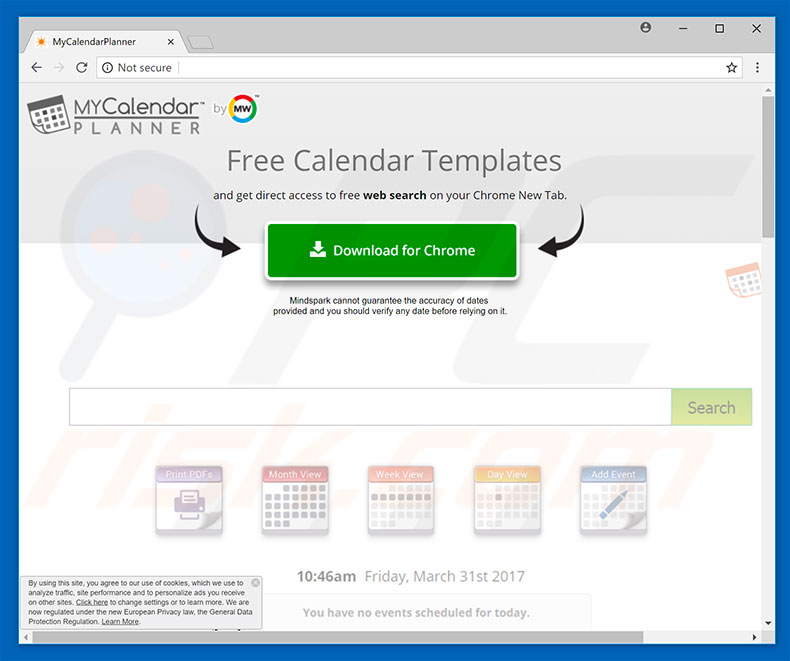 Website used to promote MyCalenderPlanner browser hijacker