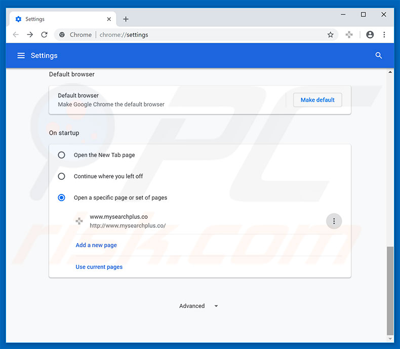 Removing mysearchplus.co from Google Chrome homepage