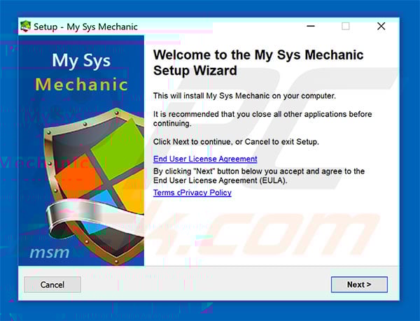My Sys Mechanic installation setup