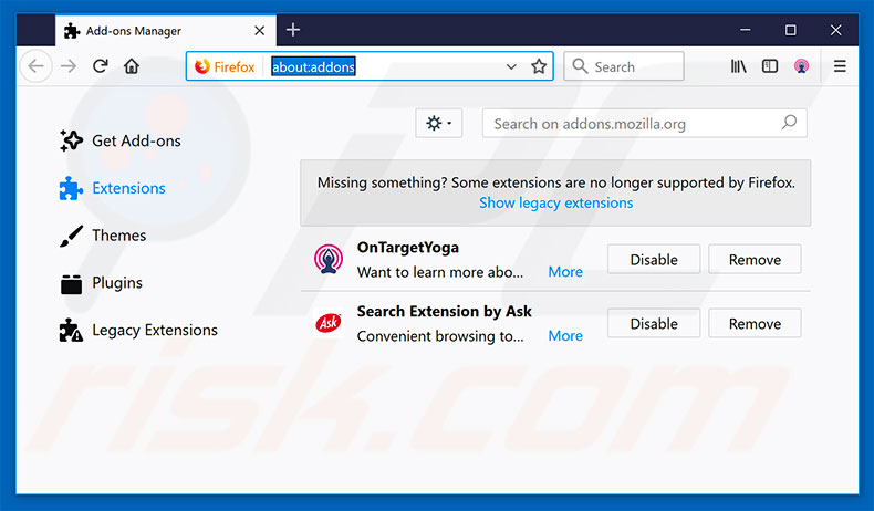 Removing hp.myway.com related Mozilla Firefox extensions