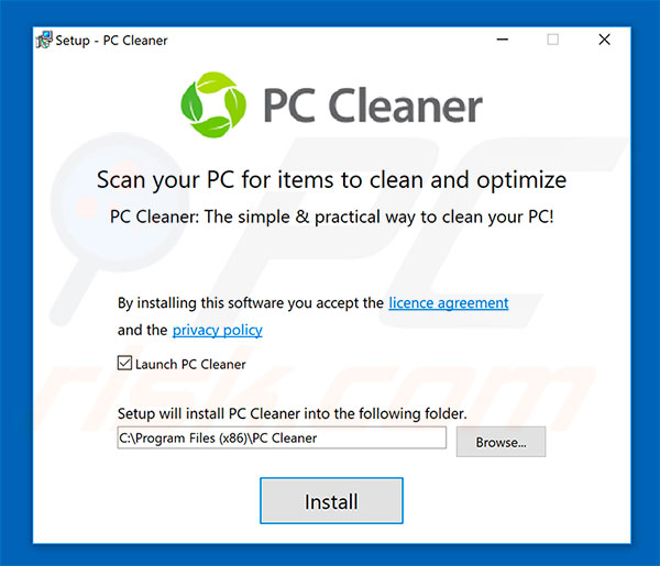 PC Cleaner installation setup