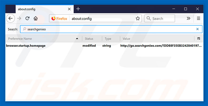 Removing go.searchgenieo.com from Mozilla Firefox default search engine