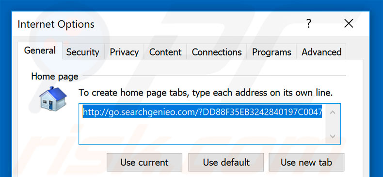 Removing go.searchgenieo.com from Internet Explorer homepage